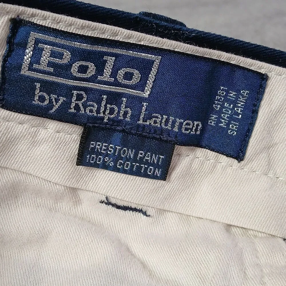 Polo Ralph Lauren Mens 36x28 Navy Blue Cotton Preston Chino Pants Preppy Classic
